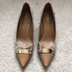 Snake Print Coach Heels
